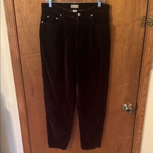 Vintage Liz Claiborne Women's Dark chocolate brown, crushed velvet pants.
